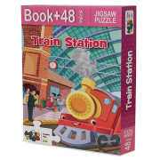 Train Station - Jigsaw Puzzle (48 Piece + Educational Fun Fact Book Inside)
